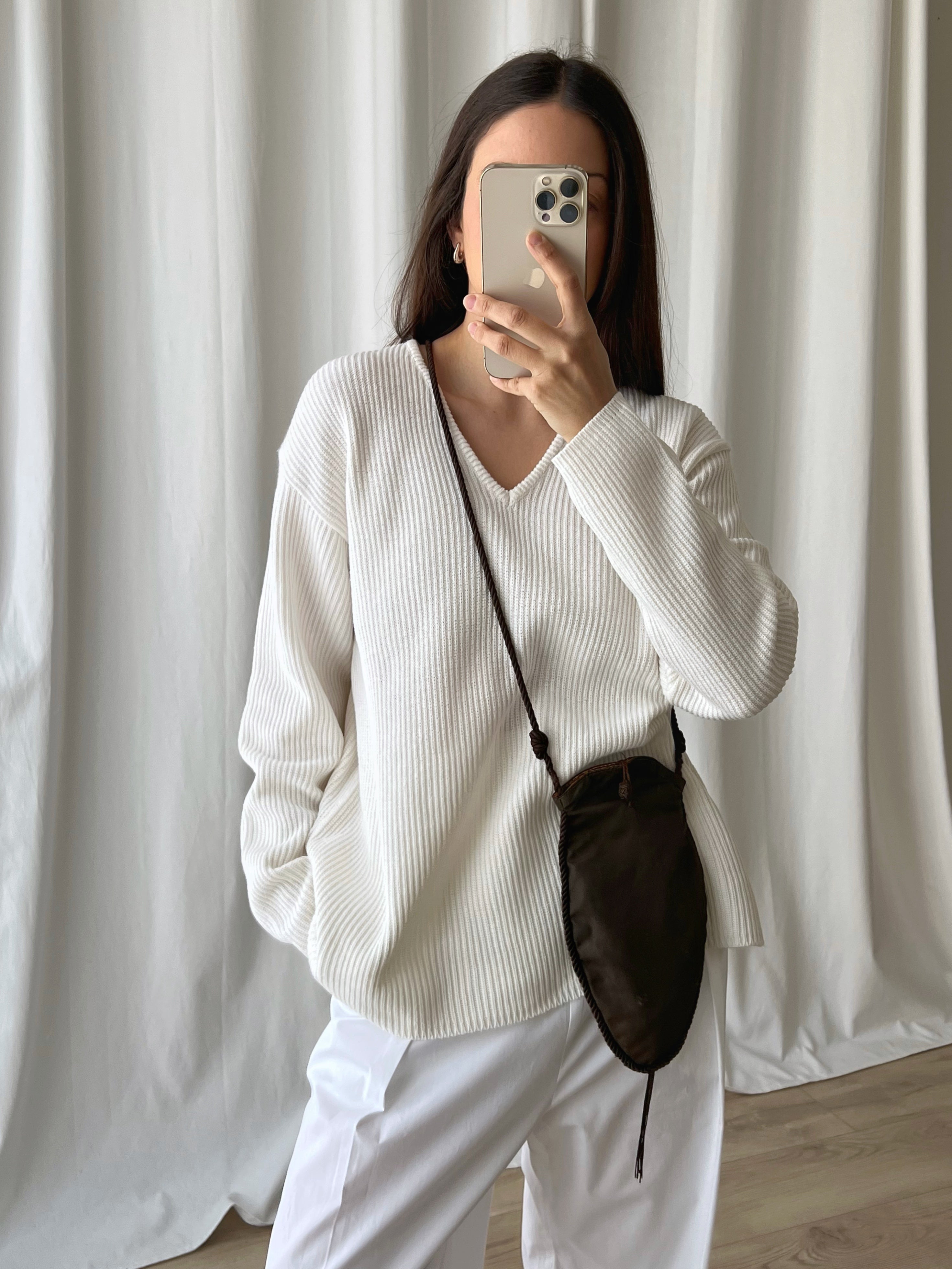 Made in Italy cotton blend white pull