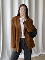 Real suede leather brown blazer