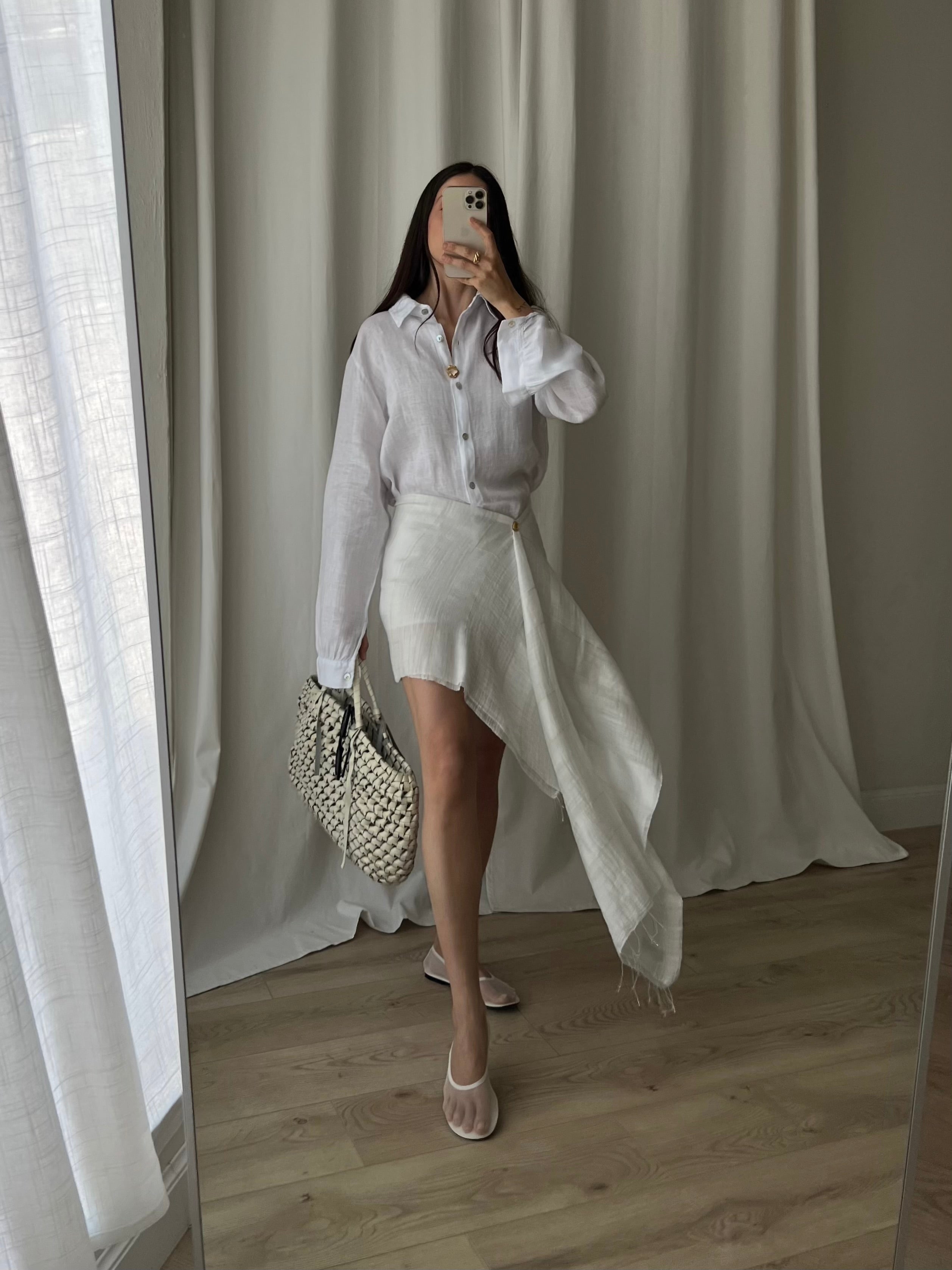 Cotton & silk pareo - White