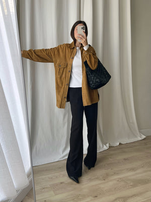 Real suede leather light brown jacket/shirt