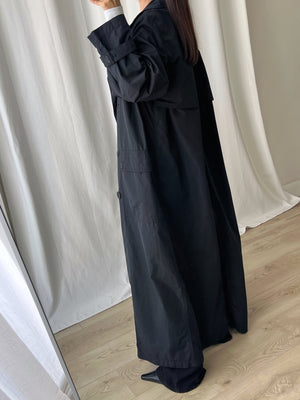 Super long black trench coat