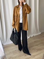 Real suede leather light brown jacket/shirt