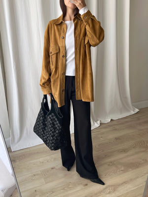 Real suede leather light brown jacket/shirt