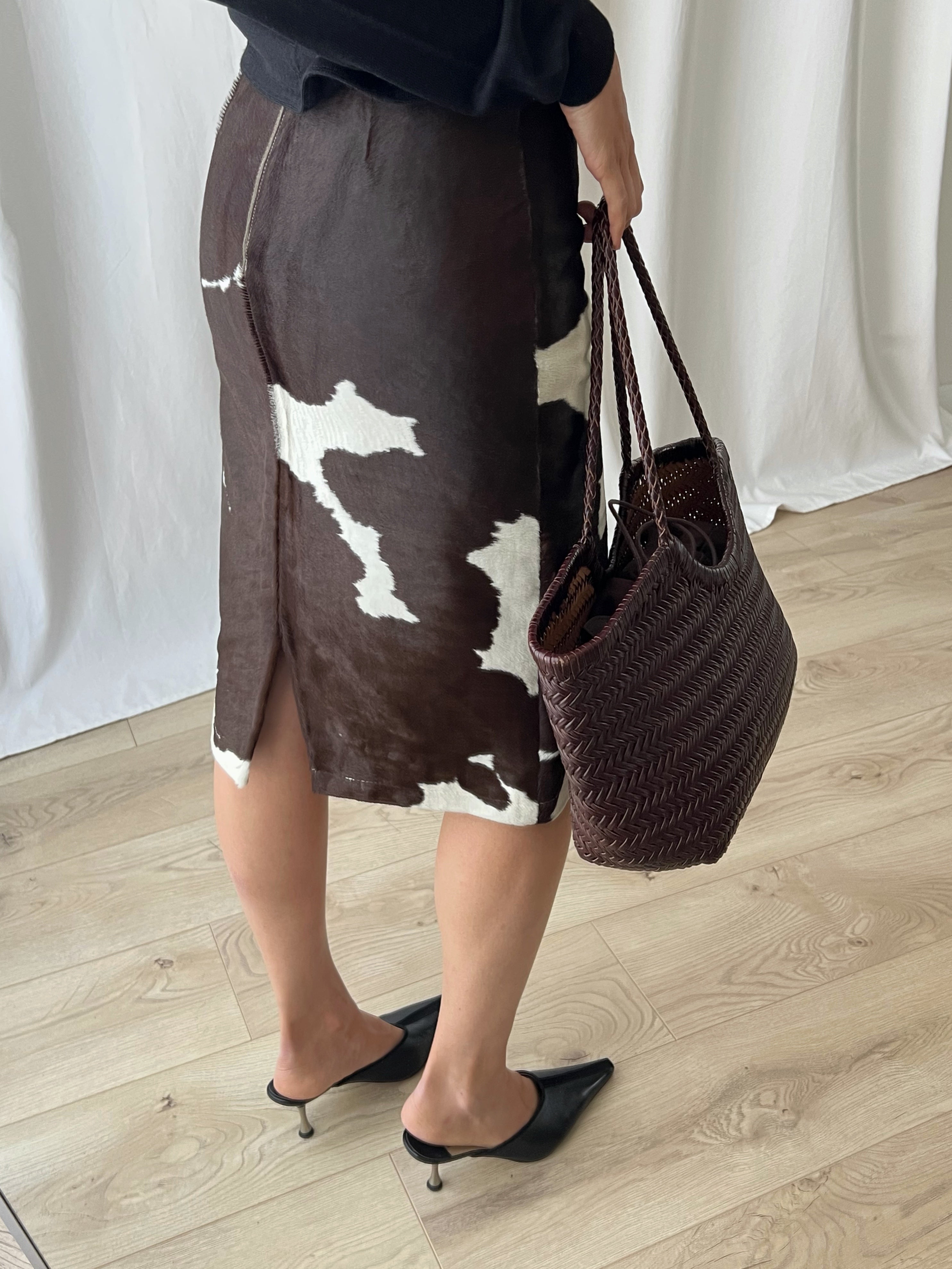 Patrizia Pepe real leather cow skirt