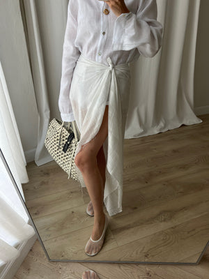 Cotton & silk pareo - White