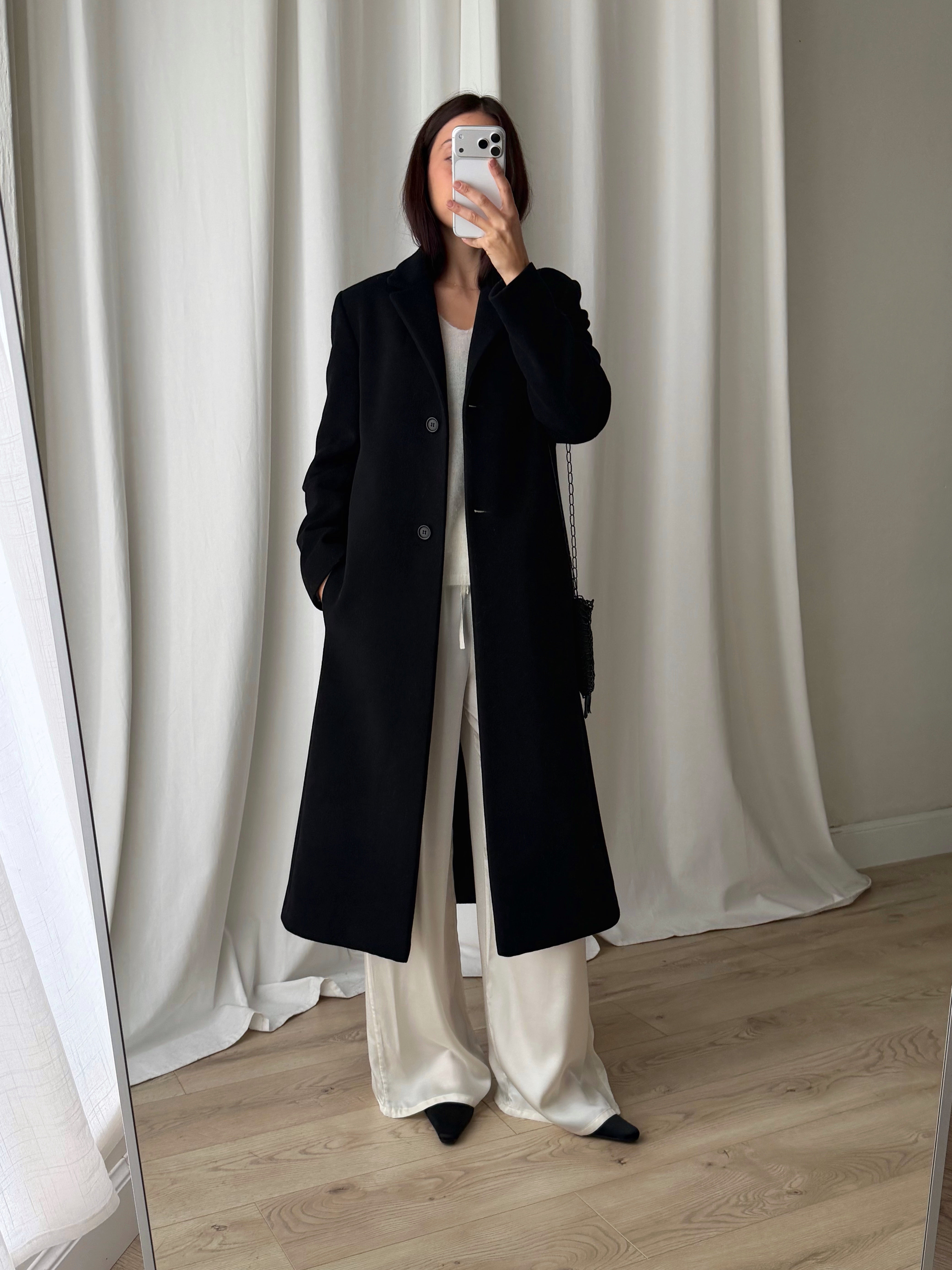 Blunauta wool blend black coat