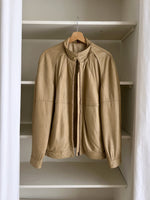 100% Leather beige bomber jacket