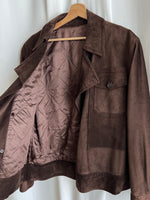 Made in Italy real suede leather chocolate jacket