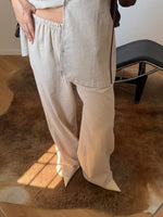 Linen and cotton wide leg pants - Beige