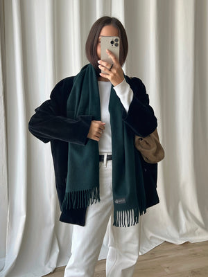 100% Cashmere dark green scarf