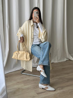 Real leather white ballet flats