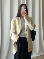 Pure linen genderless light beige blazer