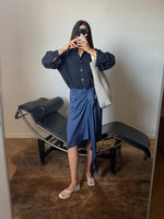 Viscose & silk pareo - Navy