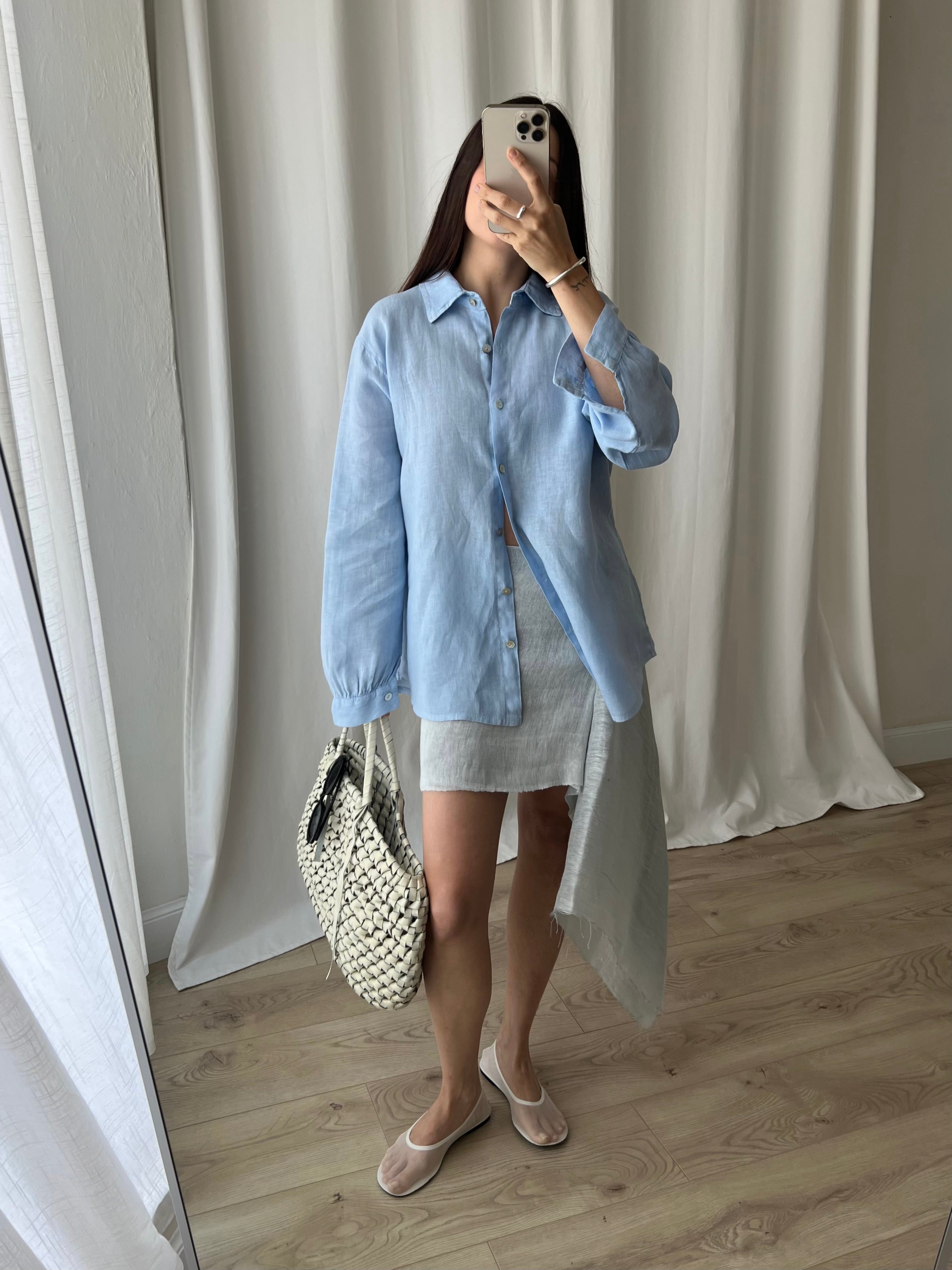 100% Linen comfy shirt - Cielo
