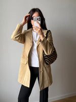 Real suede leather beige trench jacket