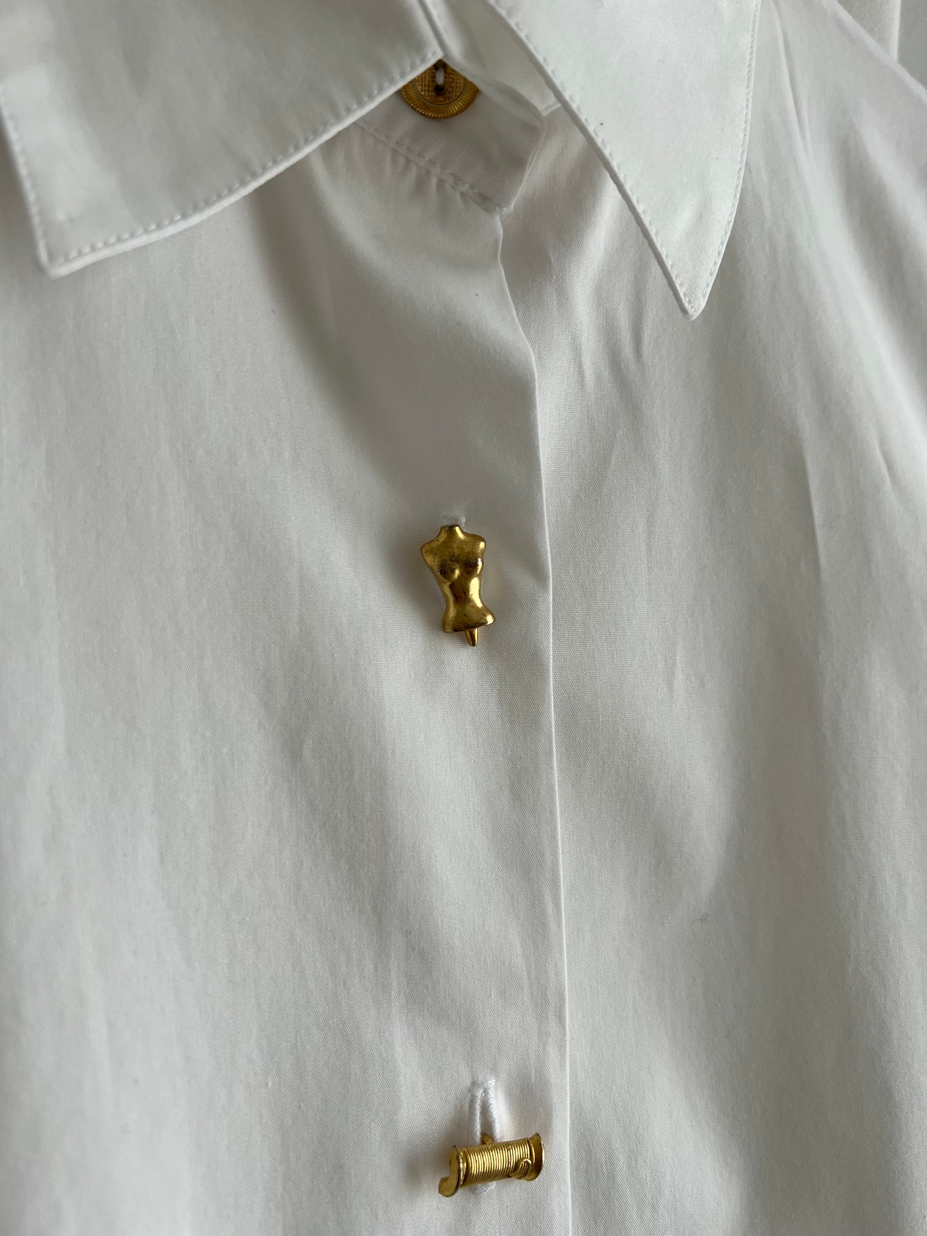 Pure cotton golden buttons white shirt