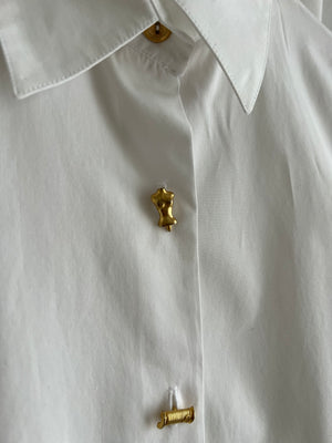 Pure cotton golden buttons white shirt