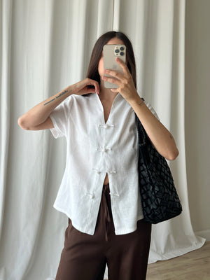 Pure linen oriental white shirt