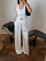 Silk & viscose liquid pants - Milk