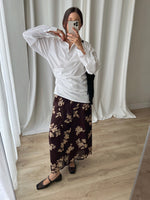 Viscose blend long flowers skirt