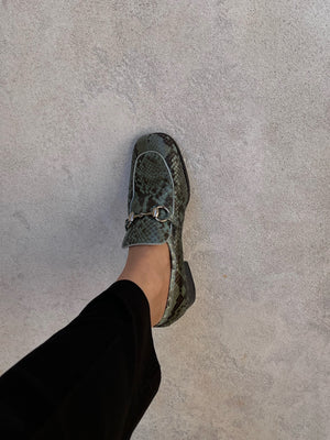 Gucci 1990s snakeskin horsebit loafers