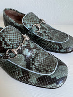 Gucci 1990s snakeskin horsebit loafers